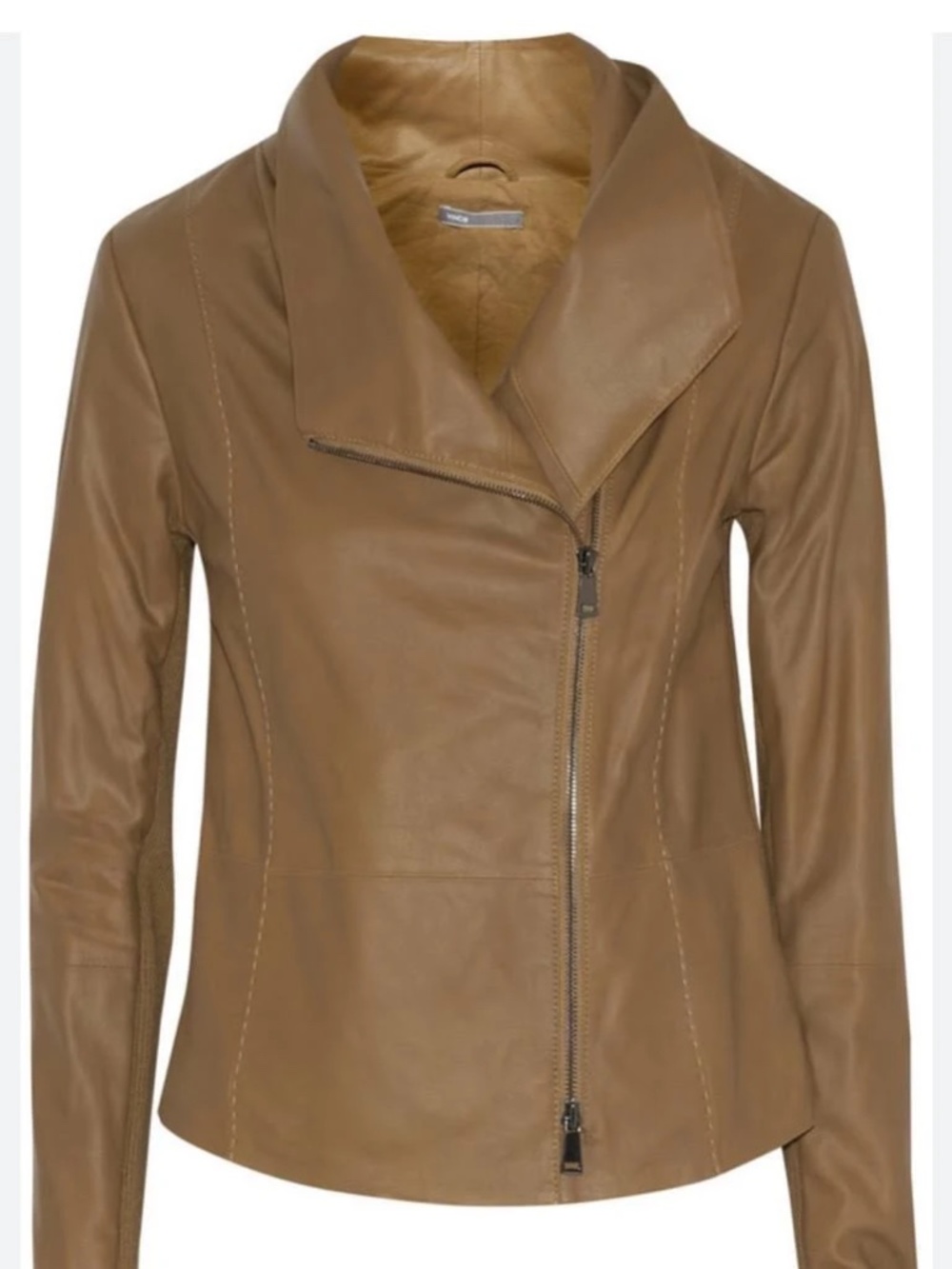 Vince Leather Scuba Jacket in Camel Brown - EUC